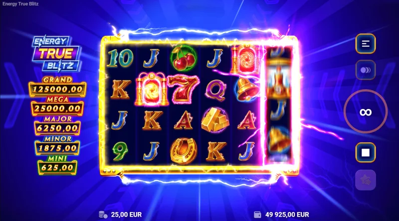 Energy True Blitz - temel oyundaki desen tablosu